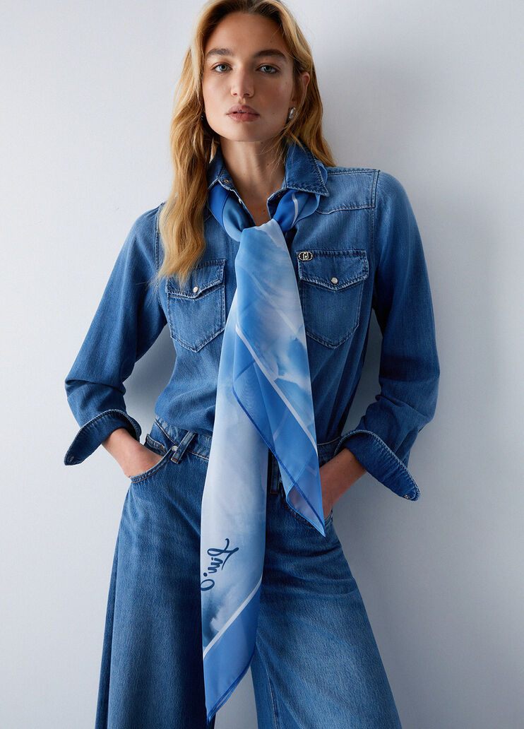 Gro&szlig;es Tuch mit Blumenprint Azurblau Liu Jo - medium