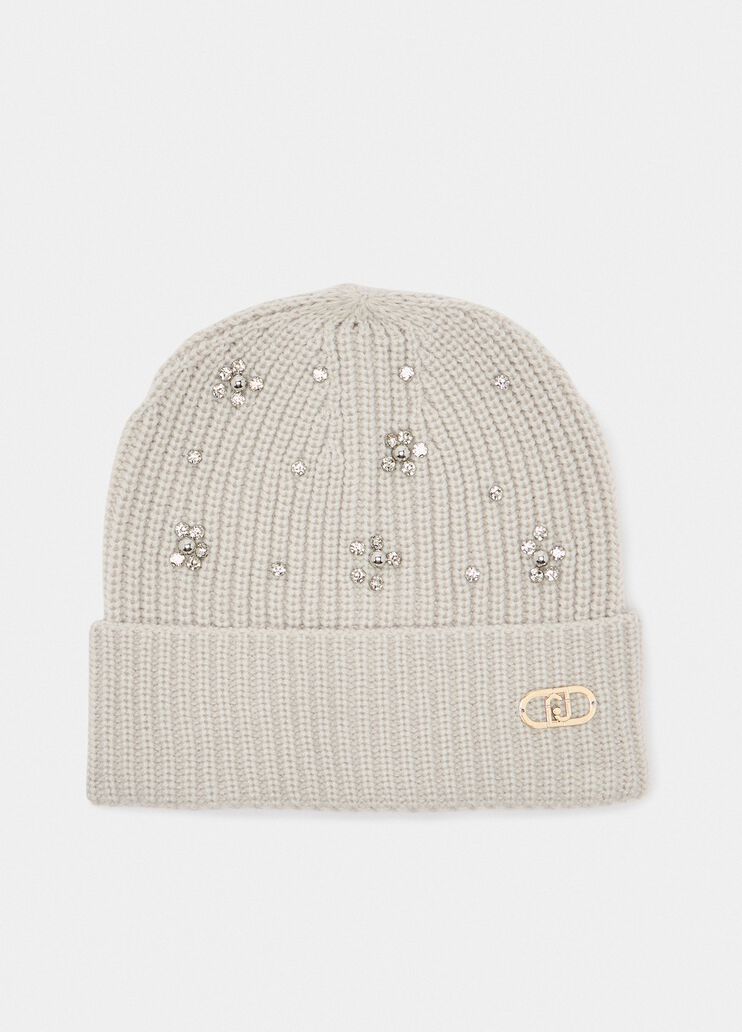M&uuml;tze mit Strass und Perlen Eisgrau Liu Jo - medium