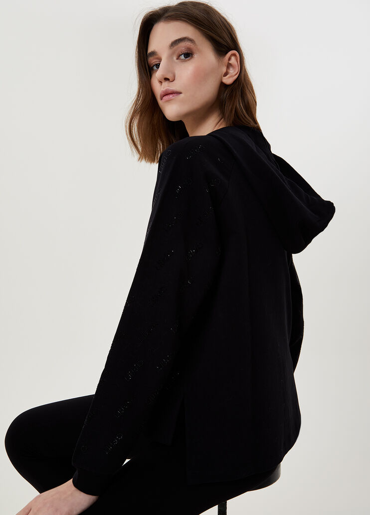 Hooded, eco-friendly sweatshirt Black Liu Jo - large image number 2