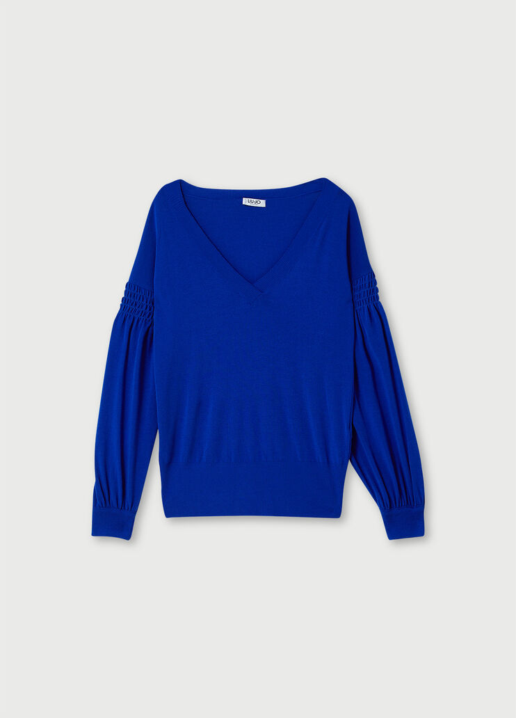 Jumper with gathered detail Light blue Liu Jo - large image number 4 Jumper with gathered detail Light blue Liu Jo - large image number 4