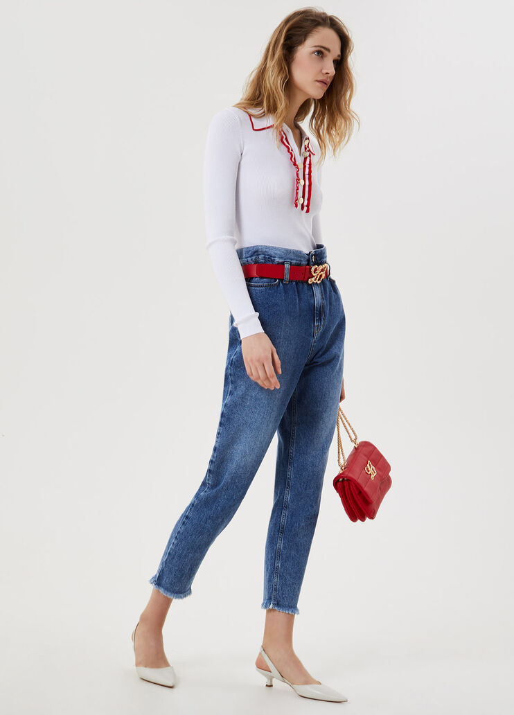High-rise jeans with belt Blue Denim Liu Jo - large image number 3 High-rise jeans with belt Blue Denim Liu Jo - large image number 3