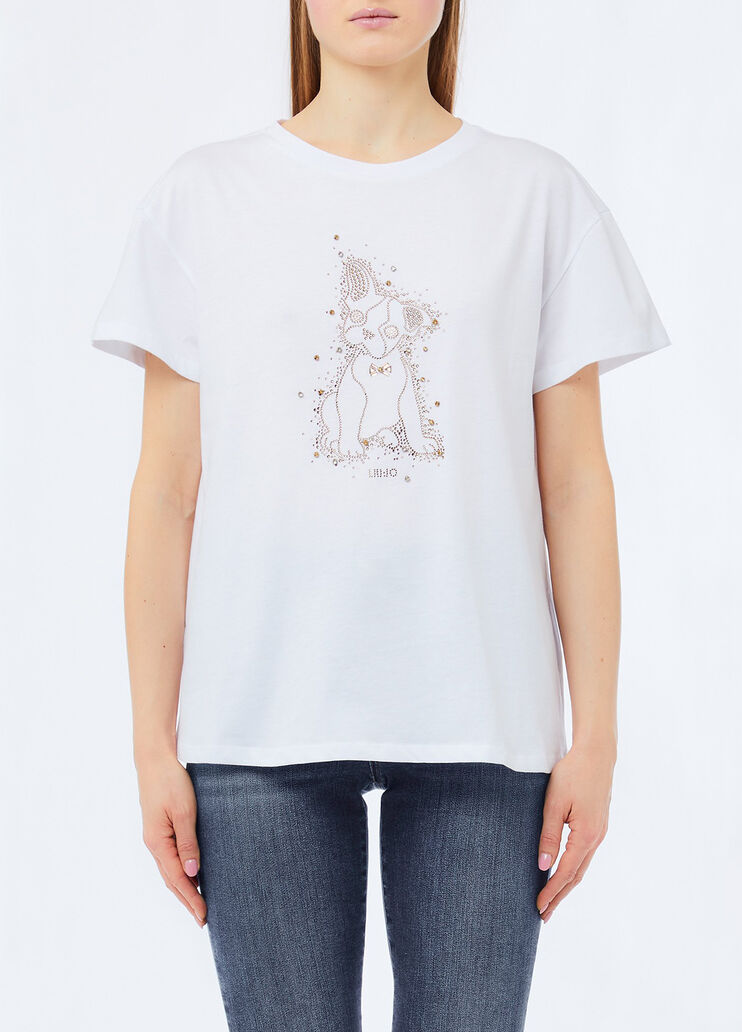 T-Shirt mit Strass Wei&szlig; Liu Jo - medium