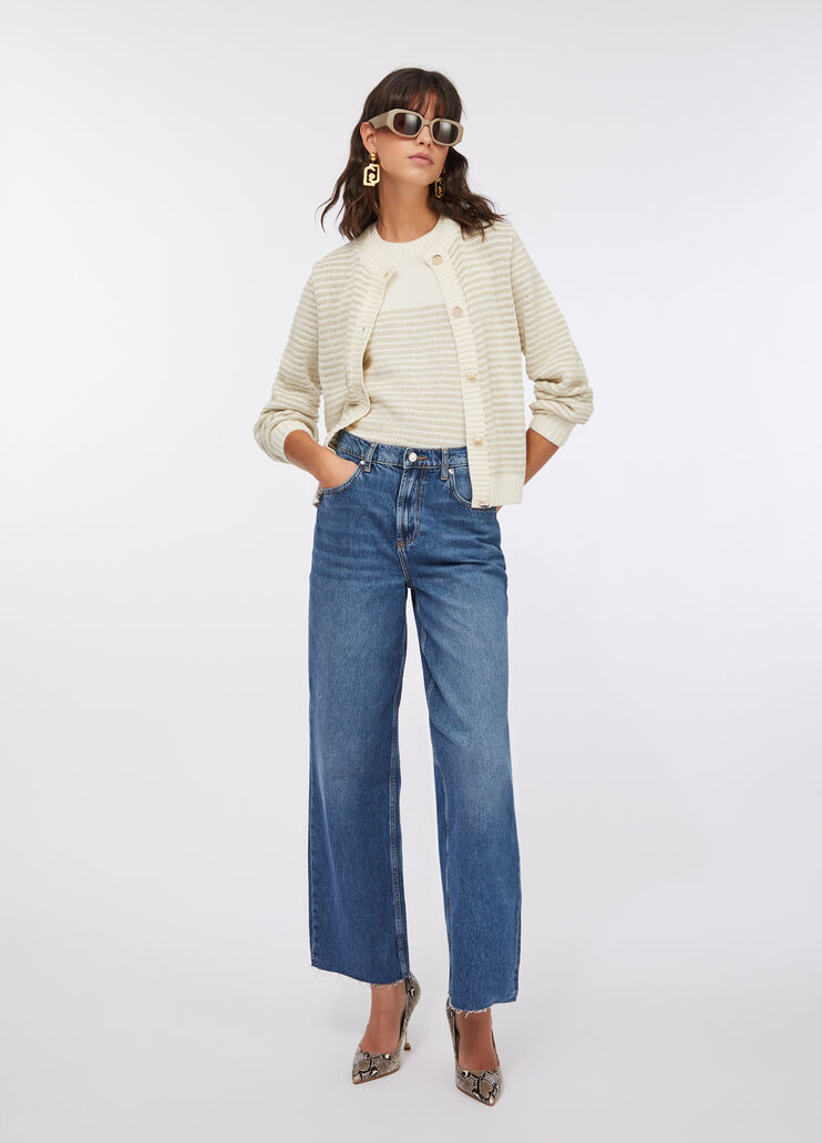 Striped lurex® top white wool Liu Jo - large image number 5