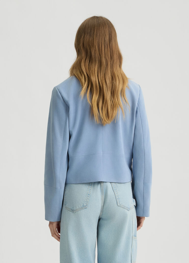 Suede boxy jacket light blue Liu Jo - large image number 1 Suede boxy jacket light blue Liu Jo - large image number 1