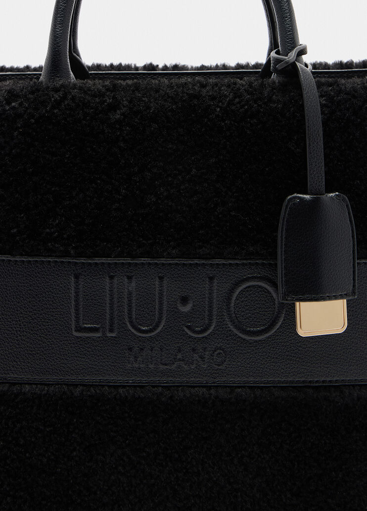 Bolso tote mediano de peluche negro Liu Jo - medium Bolso tote mediano de peluche negro Liu Jo - medium