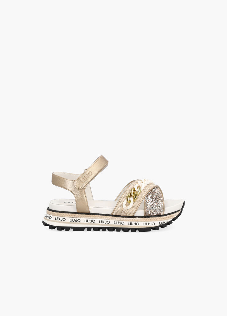 Platform sandals with jewel chain platinum Liu Jo - large image number 0
