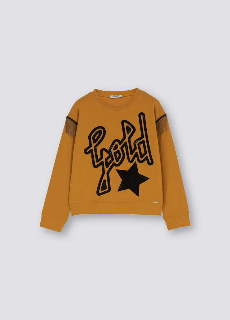 Felpa con frange ocra Liu Jo - large image number 0