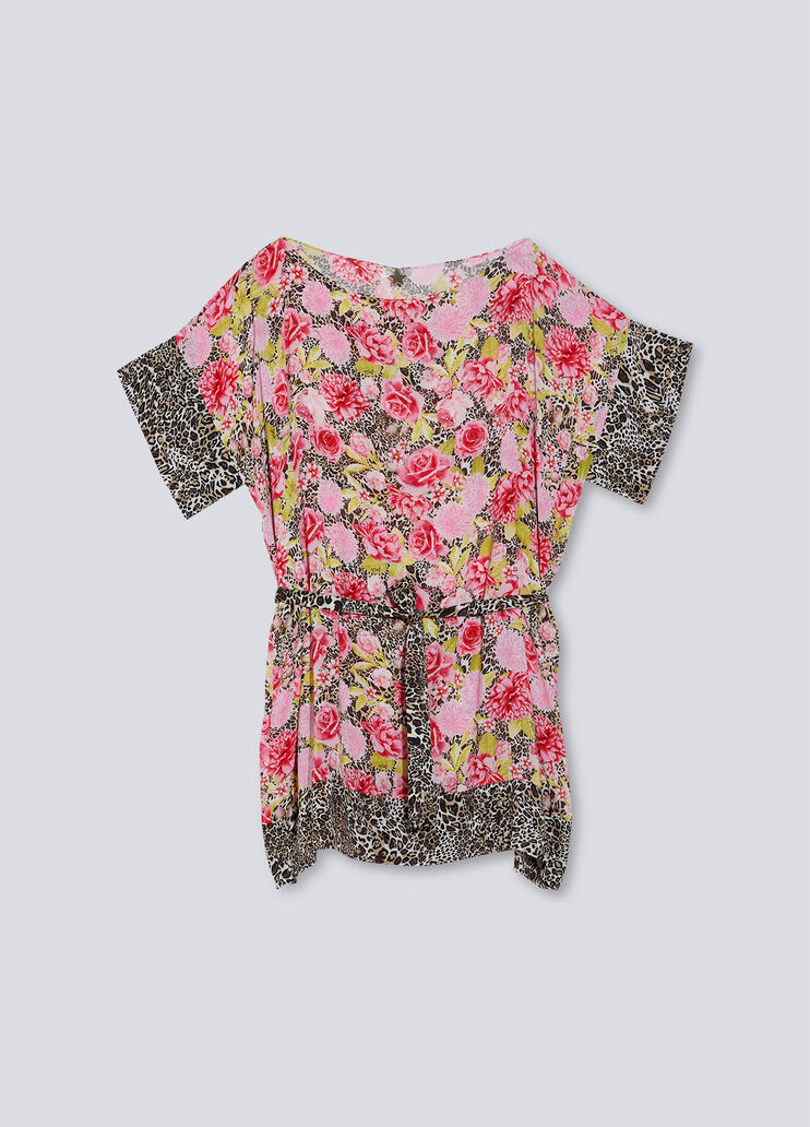 Kaftan dress with animal print pink floral animal print Liu Jo - large image number 4