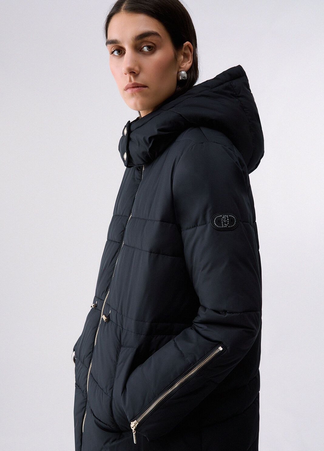 Long jacket in matte nylon black Liu Jo - large image number 4