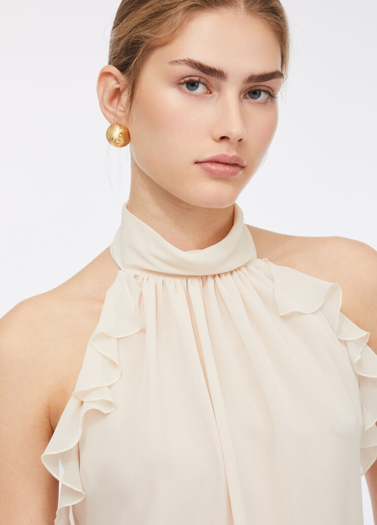 Вечерний топ из жоржета слоновая кость Liu Jo - large image number 4