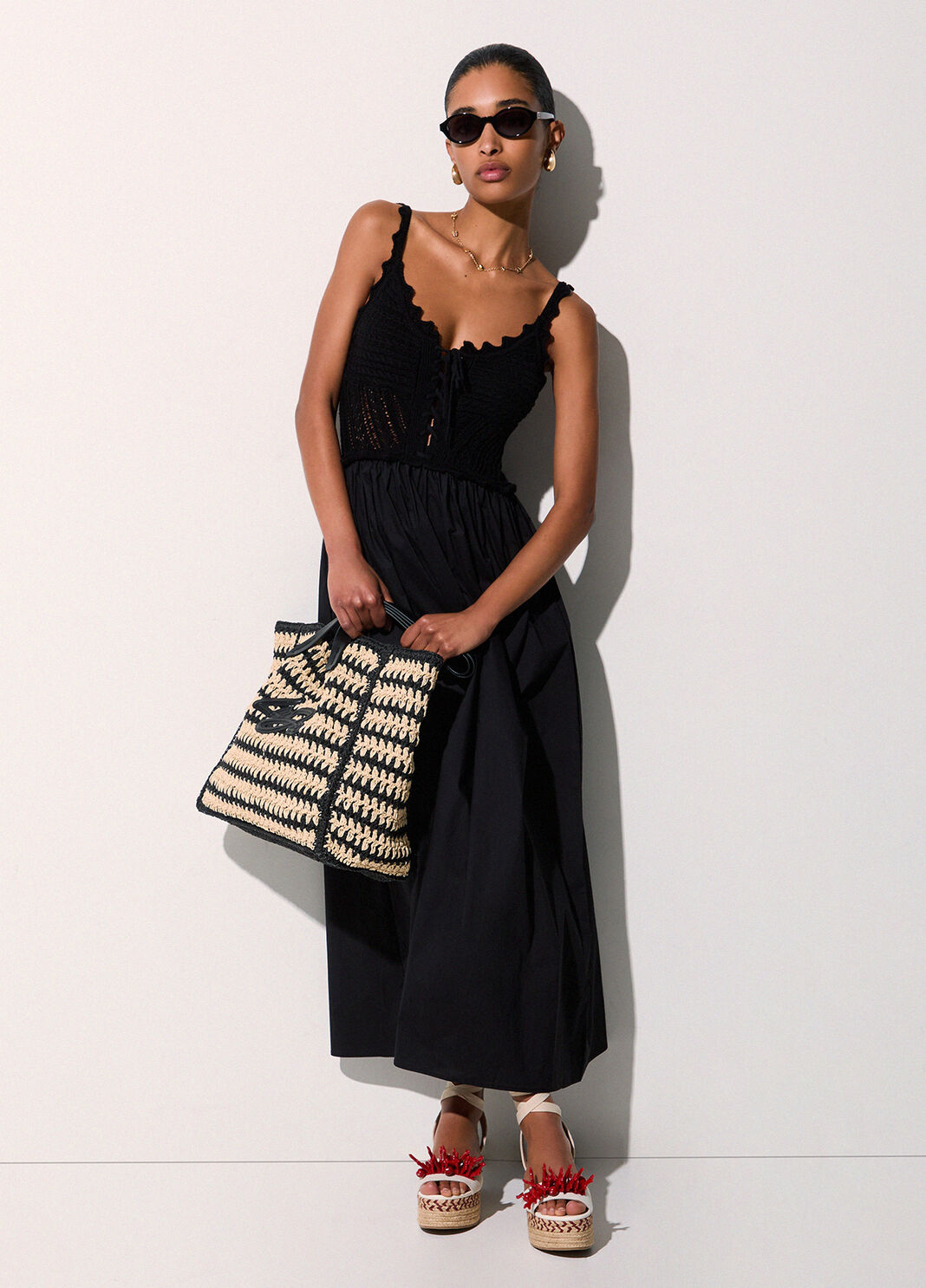 Langes Kleid mit Lochmuster am Oberteil Schwarz Liu Jo - large image number 2