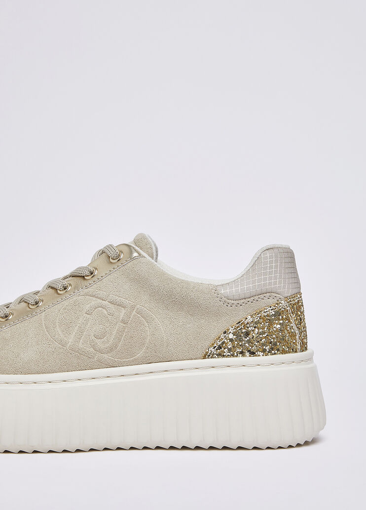 Sneakers en daim avec maxi logo beige Liu Jo - medium