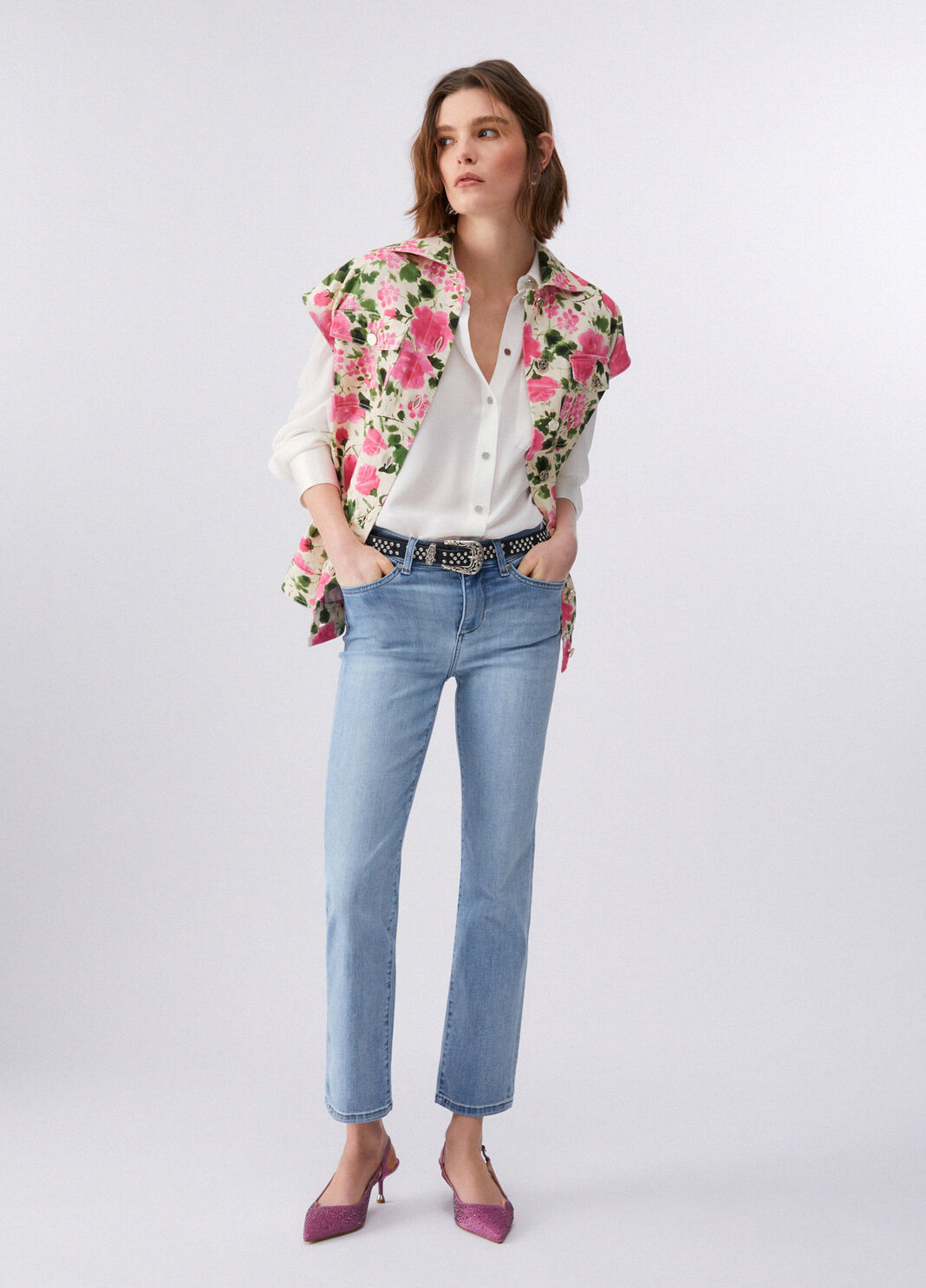 Shirt with satin pocket white Liu Jo - large image number 5