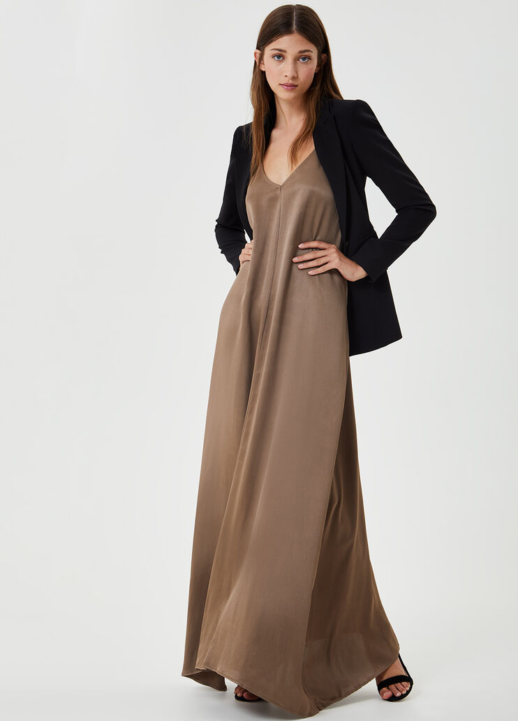 Длинное атласное платье Чёрно-коричневый Liu Jo - large image number 3