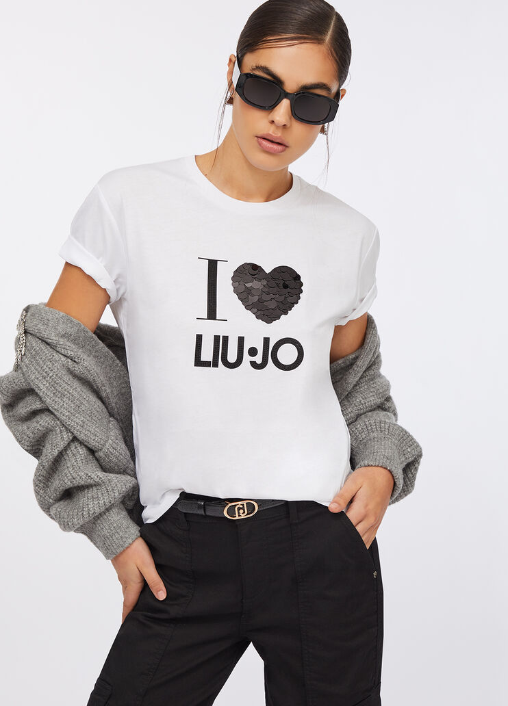 T-Shirt mit Applikationen Weiß/Herz Liu Jo - large image number 4