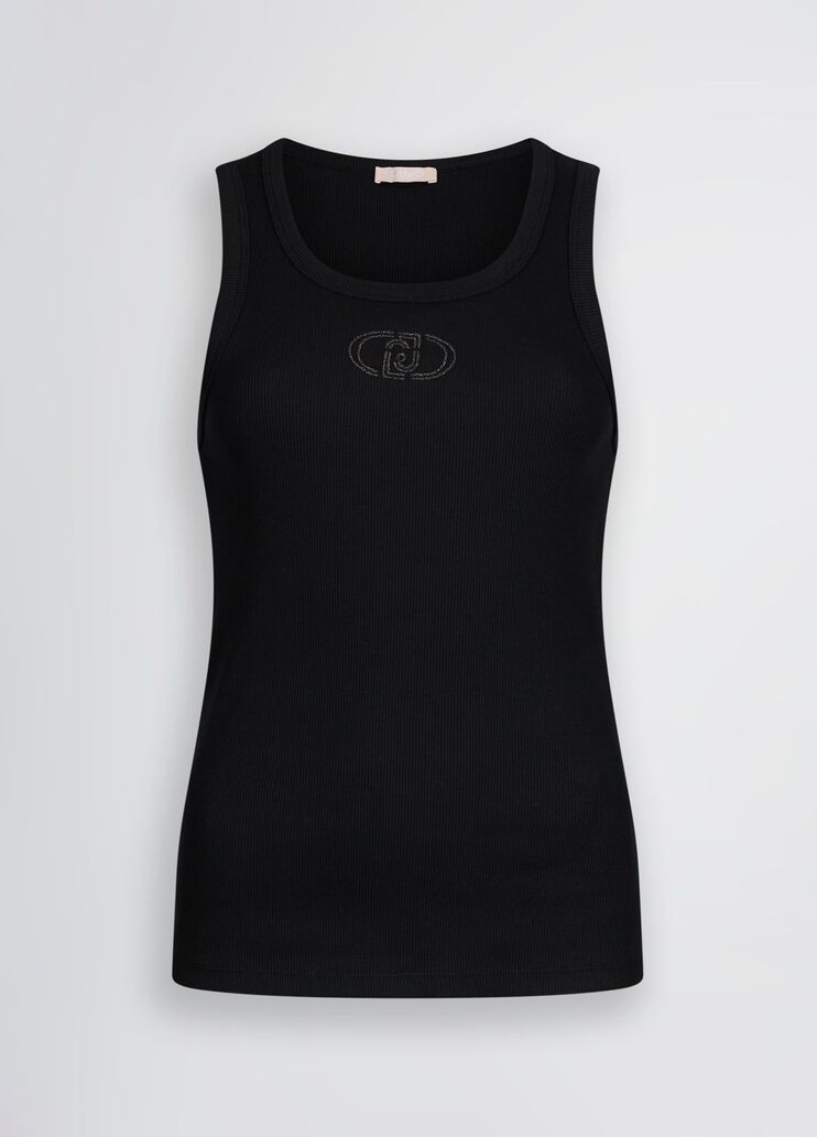 Cotton top with logo black Liu Jo - large image number 6 Cotton top with logo black Liu Jo - large image number 6