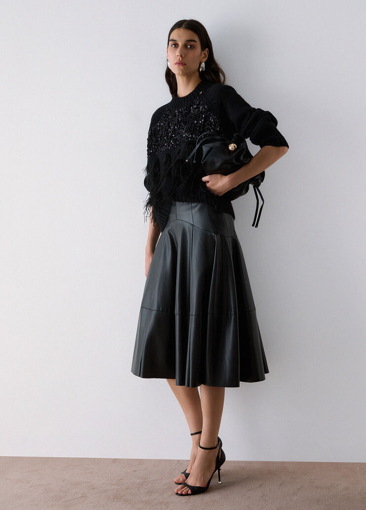 Midi skirt in coated fabric black Liu Jo - medium