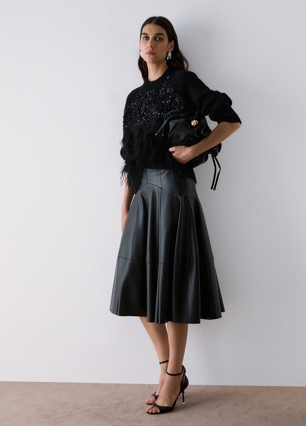 Midi skirt in coated fabric black Liu Jo - large image number 3