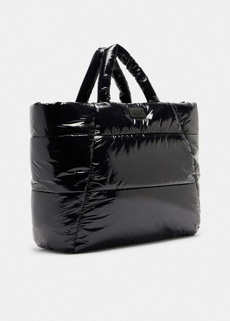 Shopping bag media matelassé nero Liu Jo - large image number 2