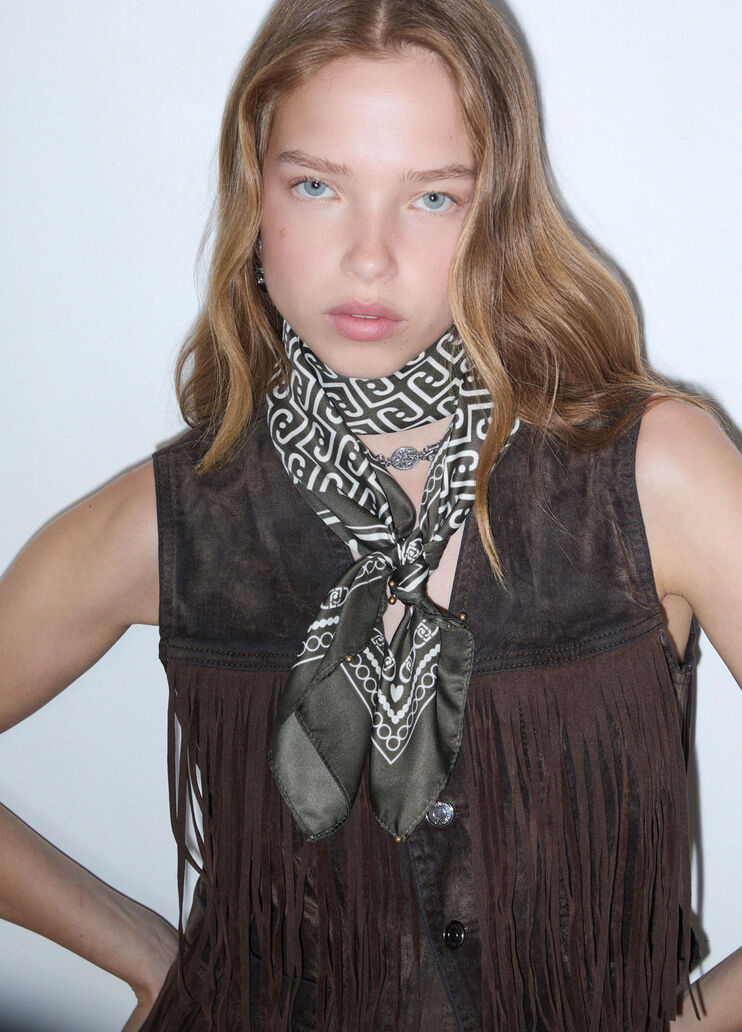 Large Scarf with Monogram Logo khaki green Liu Jo - medium