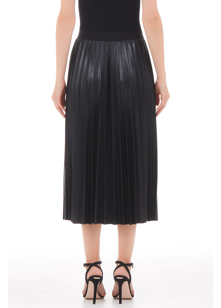 Pleated midi skirt in coated fabric black Liu Jo - large image number 1