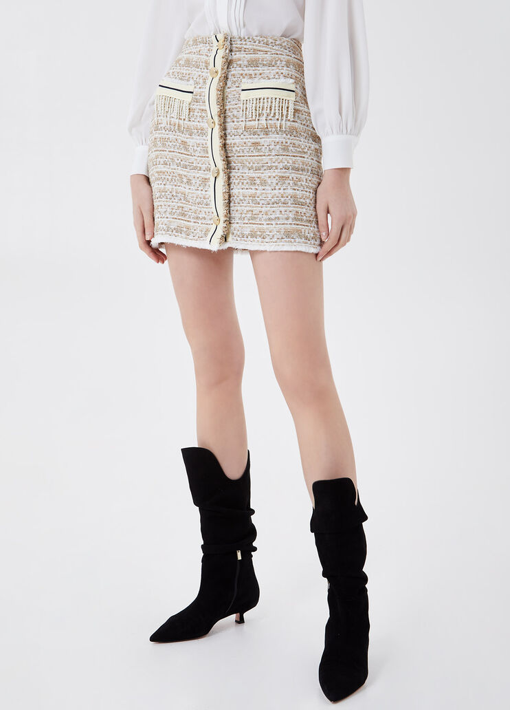 Minigonna in bouclé Bouclé beige/bianco Liu Jo - large image number 0 Minigonna in bouclé Bouclé beige/bianco Liu Jo - large image number 0