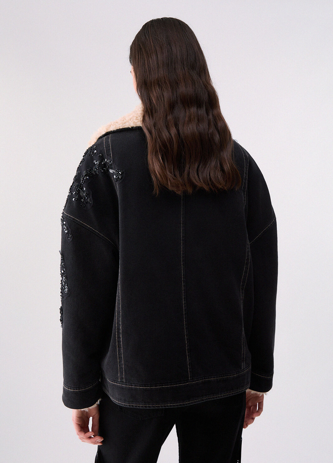 Denim jacket with teddy inserts black denim Liu Jo - large image number 1
