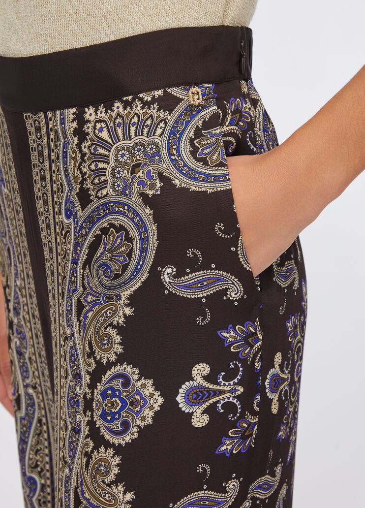 Printed satin trousers brown with print Liu Jo - large image number 4