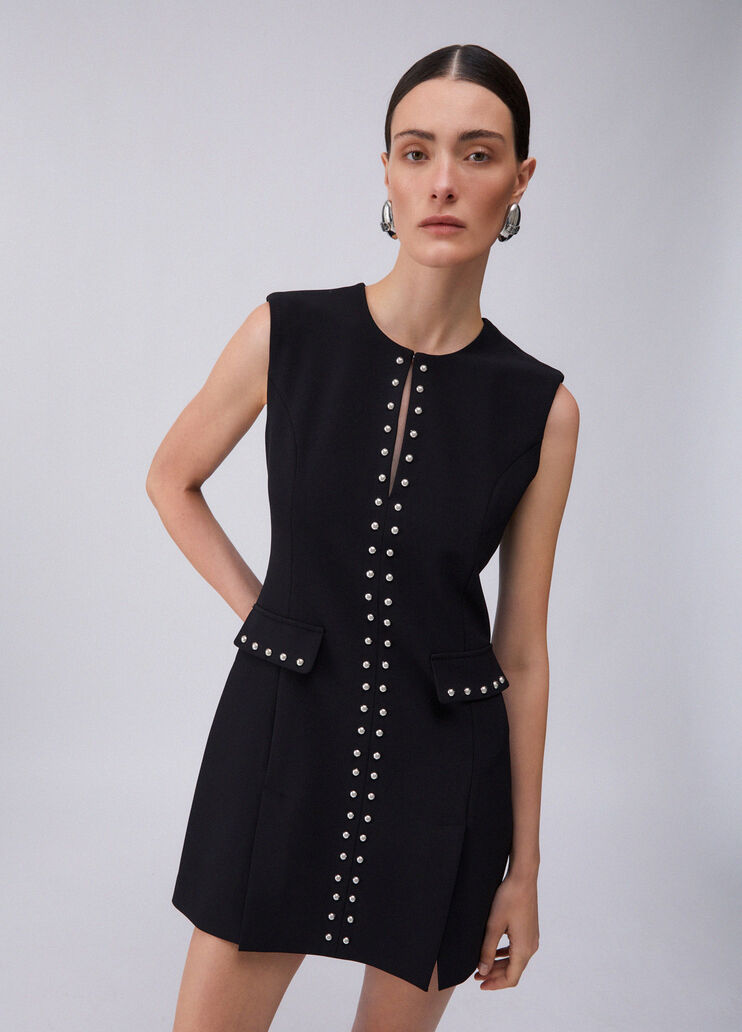 Vestido corto con tachuelas negro Liu Jo - large image number 0