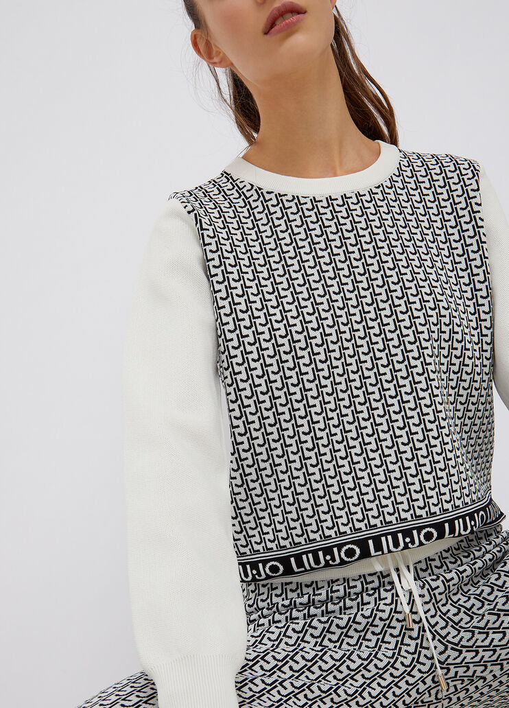 Eco-friendly jumper  white/black Liu Jo - large image number 2 Eco-friendly jumper  white/black Liu Jo - large image number 2