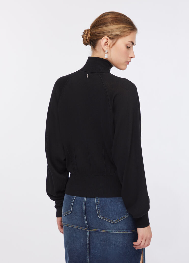 Wool turtleneck with lace black Liu Jo - large image number 1