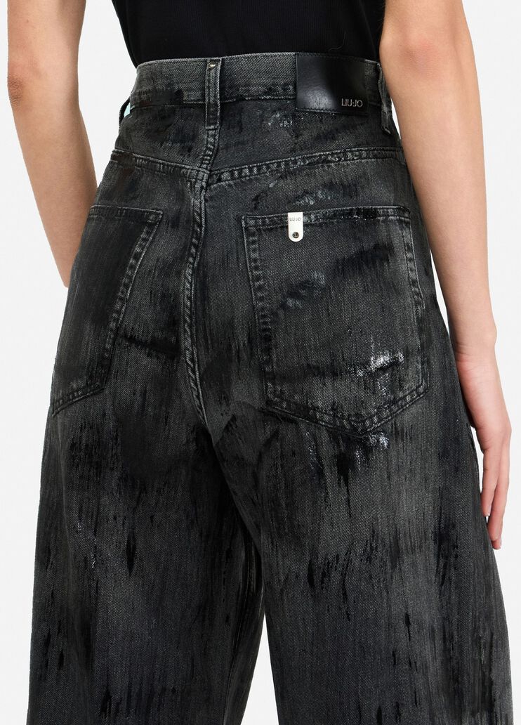 Flared jeans with coated detailing black denim Liu Jo - large image number 4