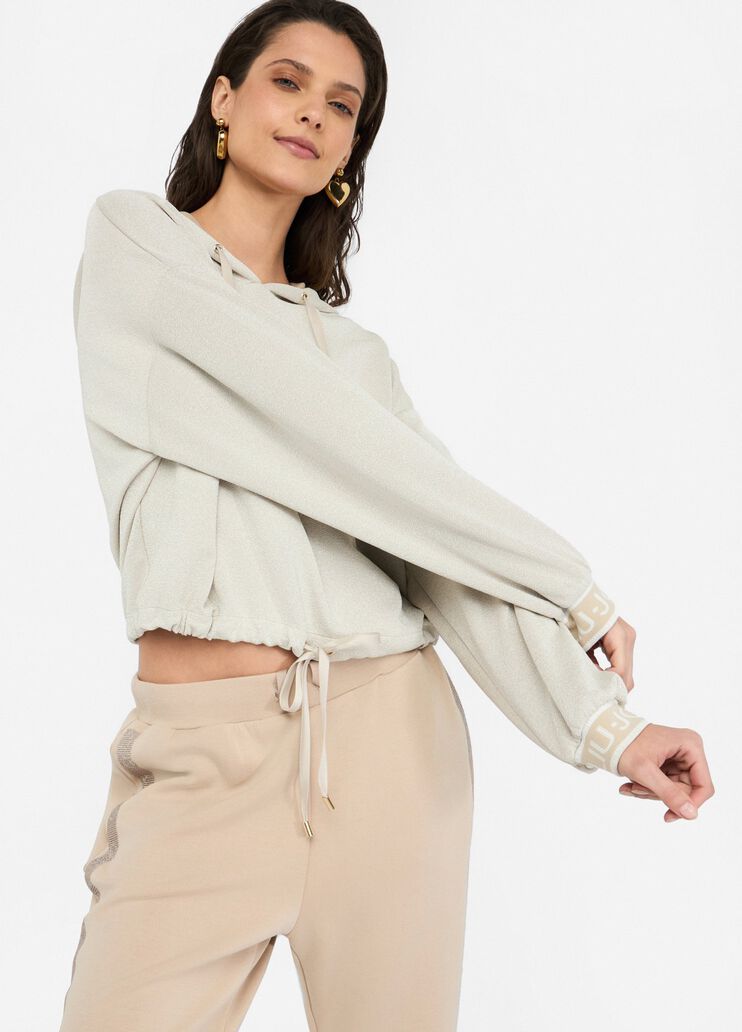 Lurex® hoodie beige Liu Jo - large image number 2 Lurex® hoodie beige Liu Jo - large image number 2