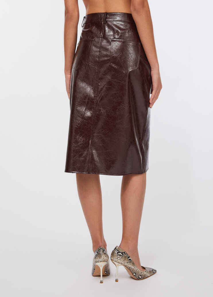 Glossy five-pocket skirt dark brown Liu Jo - large image number 1