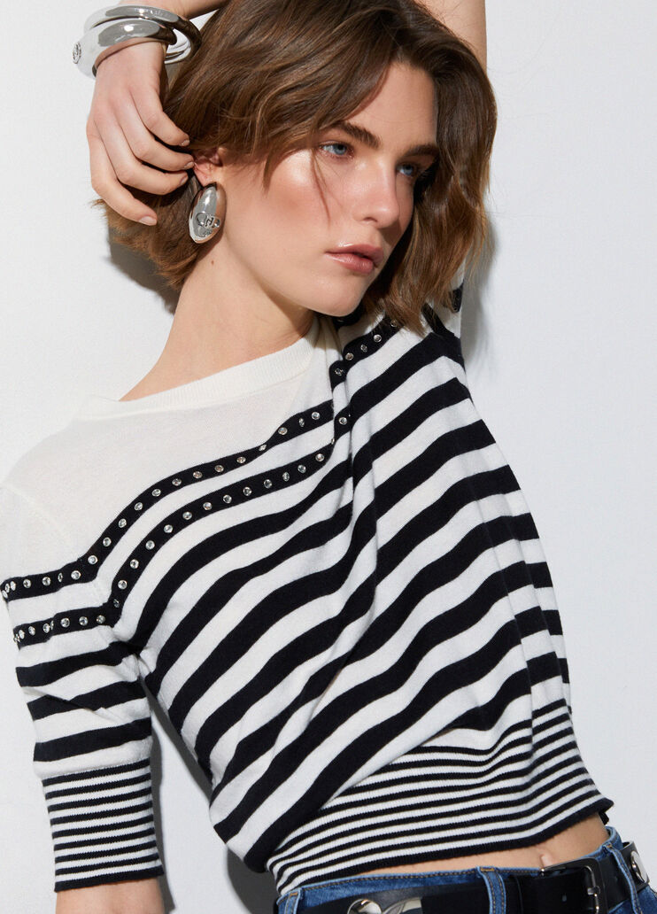 Gestreifter Pullover schwarz Liu Jo - medium