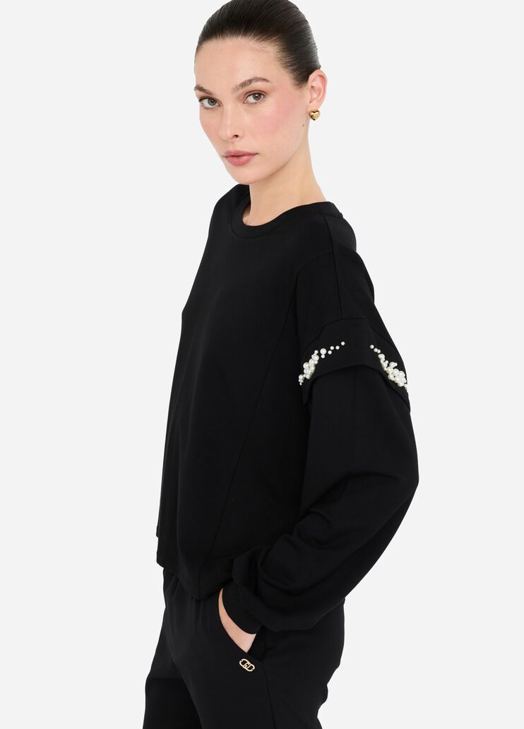 Sweatshirt with maxi beads black Liu Jo - large image number 3 Sweatshirt with maxi beads black Liu Jo - large image number 3