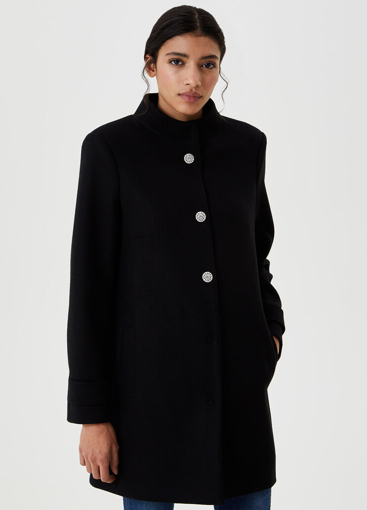 Coat with jewel buttons Black Liu Jo - large image number 0 Coat with jewel buttons Black Liu Jo - large image number 0