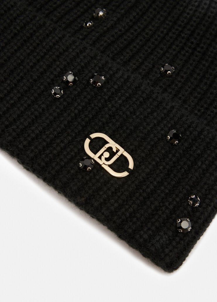 Hat with gemstones and beads black Liu Jo - large image number 3