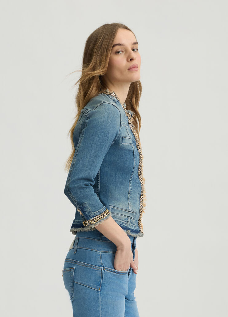 Denim jacket with chain detailing blue denim Liu Jo - large image number 3 Denim jacket with chain detailing blue denim Liu Jo - large image number 3