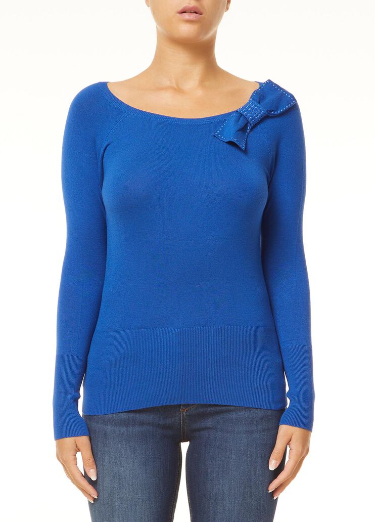 Jumper with maxi bow Electric Blue Liu Jo - large image number 0