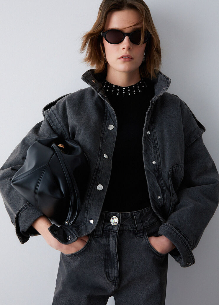 Jeans flare a vita alta denim nero Liu Jo - medium