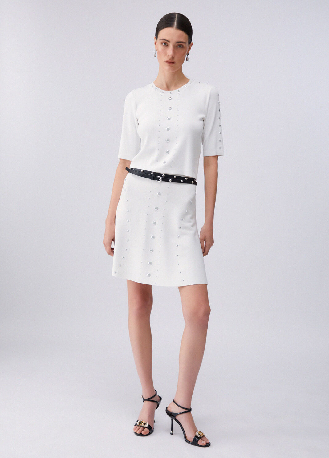 Knit skirt with studs white wool Liu Jo - large image number 5