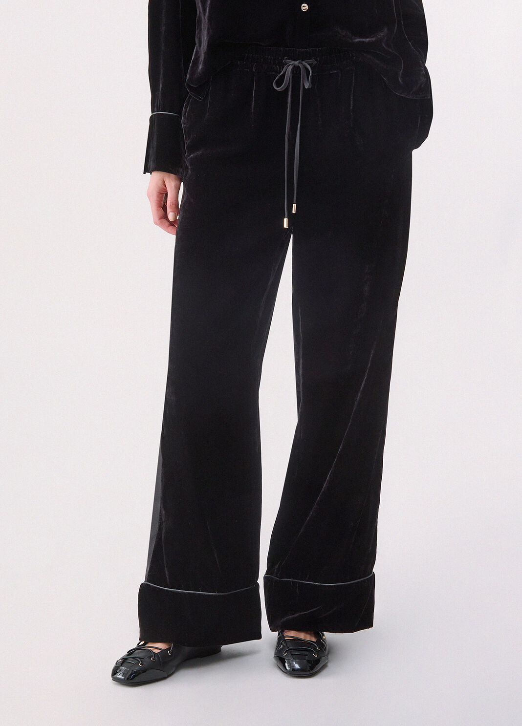 Long trousers in velvet black Liu Jo - large image number 0