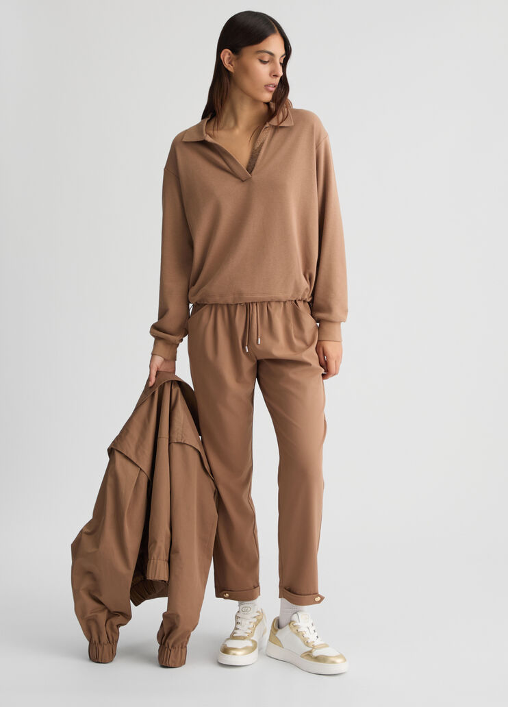 Brown sweatshirt with rhinestones biscuit Liu Jo - large image number 5 Brown sweatshirt with rhinestones biscuit Liu Jo - large image number 5