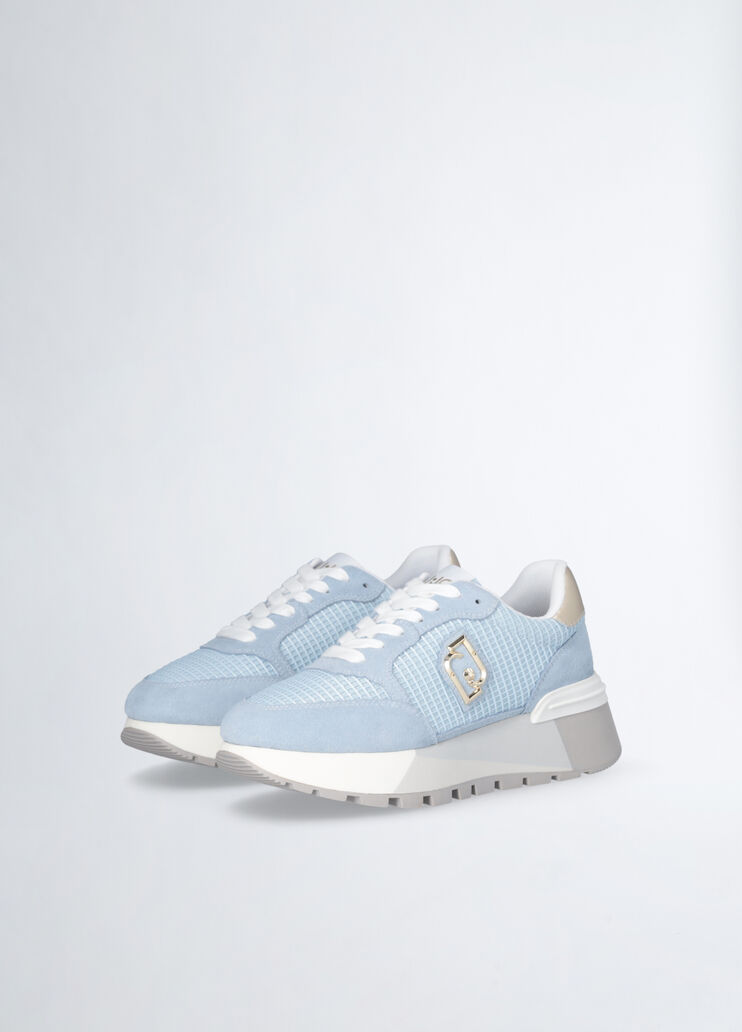 Suede and mesh platform sneakers light blue Liu Jo - large image number 1  Suede and mesh platform sneakers light blue Liu Jo - large image number 1