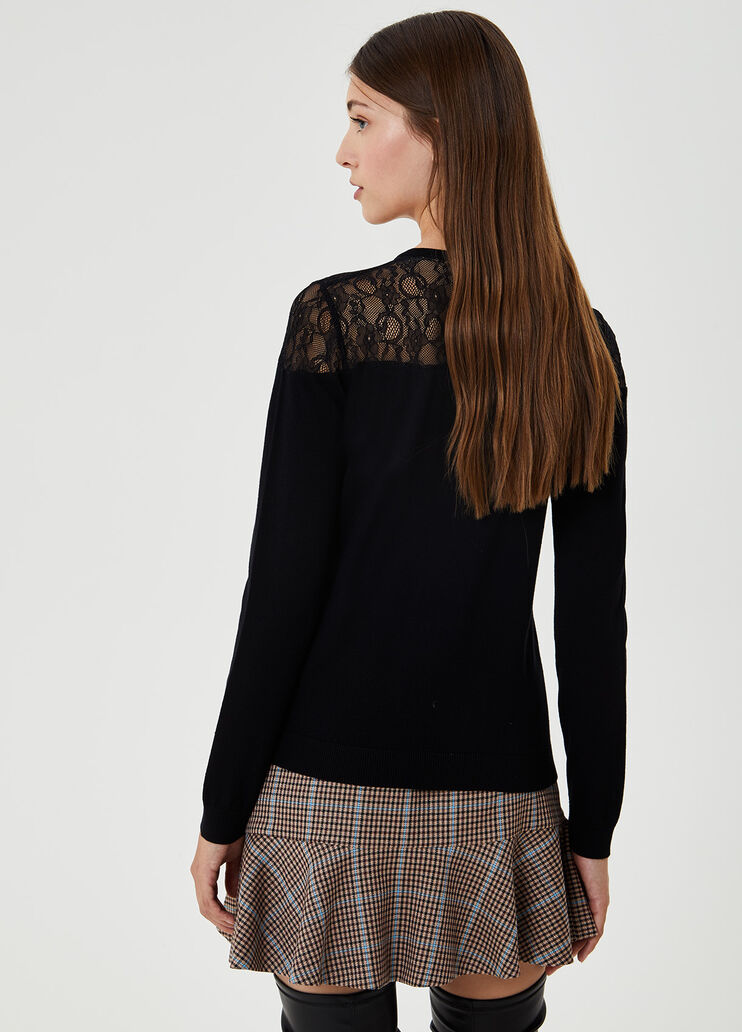 Jumper with lace insert Black Liu Jo - large image number 1