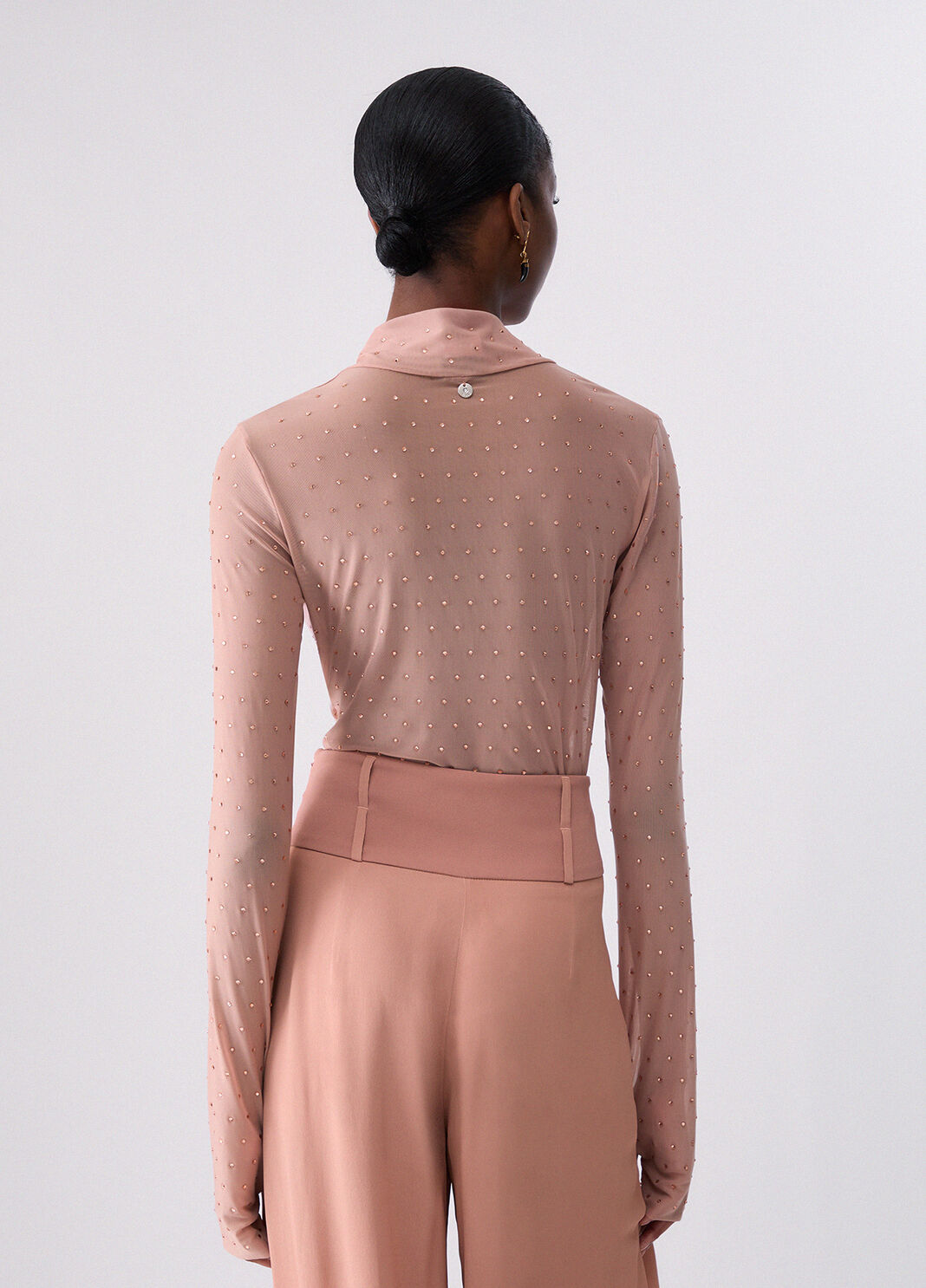 Camiseta de tul con strass completo nude Liu Jo - large image number 1