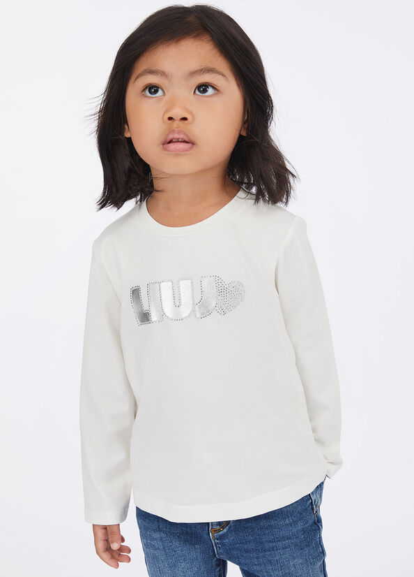 T-shirt en coton avec logo blanc Liu Jo - medium