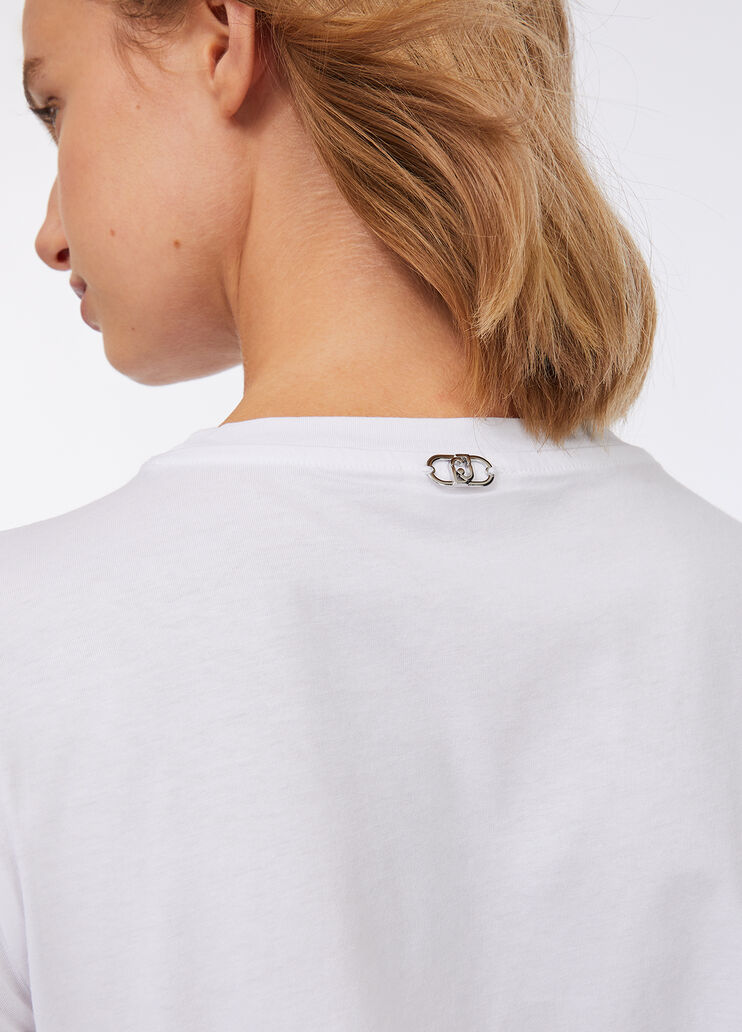 T-shirt with jewel embroidery white/gemstones Liu Jo - large image number 3