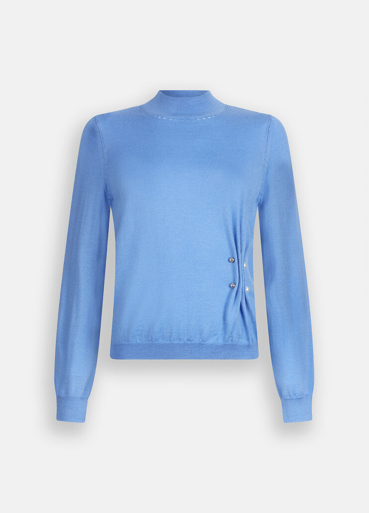 Wool sweater with beads light blue Liu Jo - large image number 6